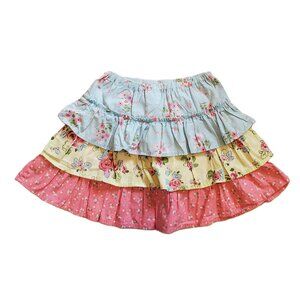 Hanna Andersson Layered skirt ruffles pastel sz 110 girls 5 elastic waist